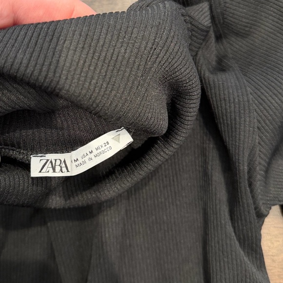 Zara Black Ribbed Turtle Neck Thong Bodysuit - Picture 5 of 6